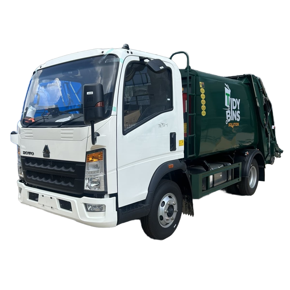 HOWO 5 CBM Arka Y&uuml;kleme &Ccedil;&ouml;p Kamyonu, Sıkıştırılmış &Ccedil;&ouml;p Toplama Aracı, E